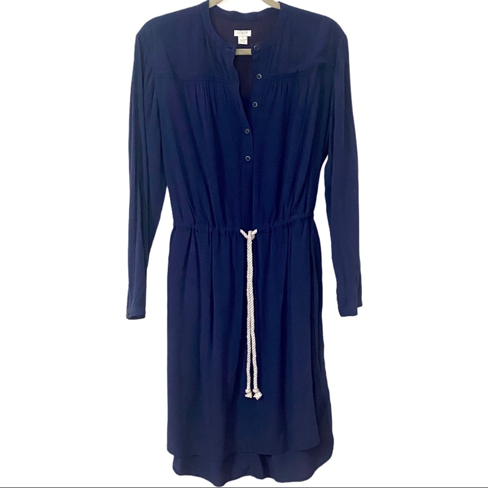 J Crew Navy Rope Tie Shirt Dress (S)